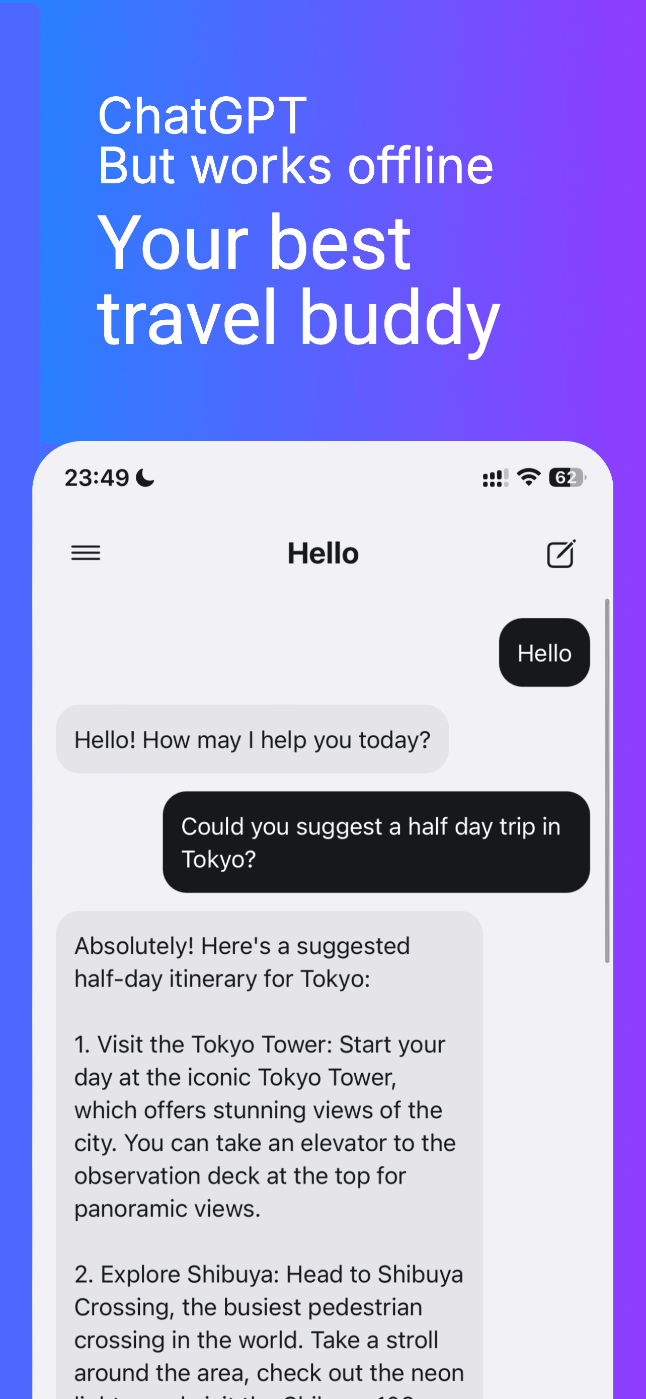 OfflineGPT offline AI chat app — AI chat without internet on iPhone
